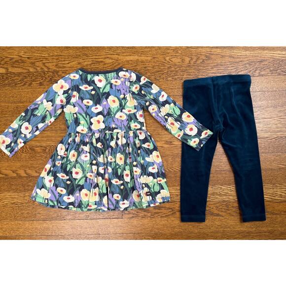 Tea Collection Girls' Floral Dress with Leggings Set Size 3 - Picture 4 of 4